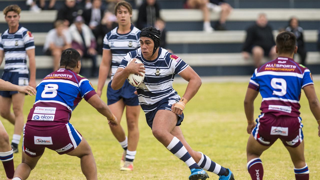 Xavier Va'a of St Marys College against Wavell SHS in Langer Cup Queensland Schoolboys rugby league at St Marys College oval, Wednesday, June 2, 2021. Picture: Kevin Farmer