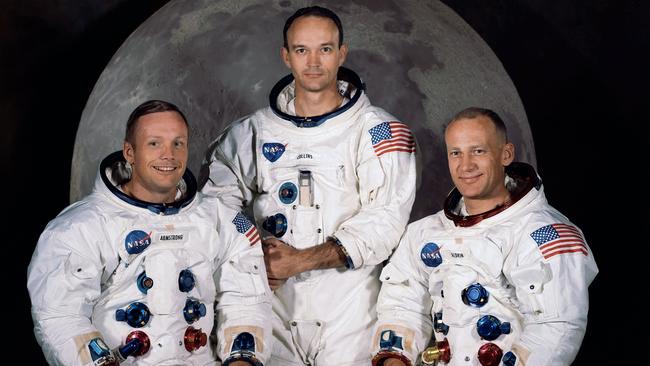 The all-male Apollo 11 astronauts in 1969, from left to right: Neil A. Armstrong, Commander; Michael Collins, Module Pilot; Edwin E. "Buzz" Aldrin, Lunar Module Pilot.