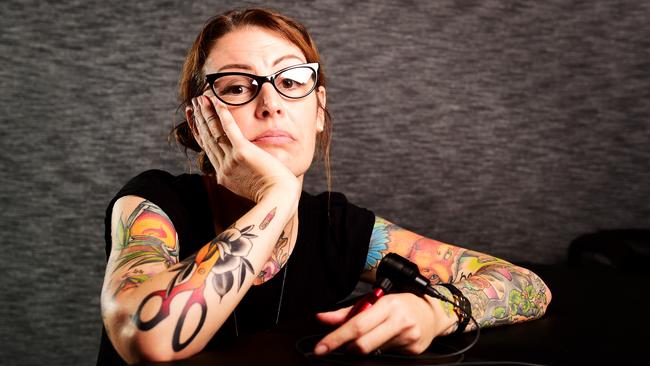 Tanya Heathcote, owner of The Red Fox Tattoo, is digging into savings to keep her business afloat as she does not apply for any Government subsidies. Picture: Alix Sweeney