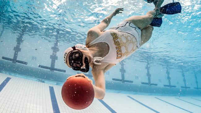 Underwater rugby is a contact sport. Photo: Marcia Riederer