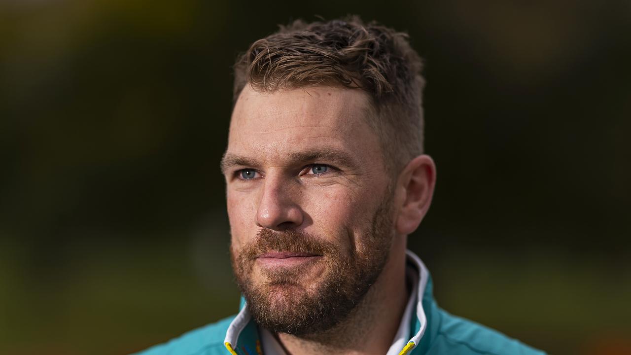 MELBOURNE, AUSTRALIA - MAY 30: Aaron Finch speaks to the media during a Cricket Australia press conference announcing their 2022/23 International Schedule at Melbourne Cricket Ground on May 30, 2022 in Melbourne, Australia. (Photo by Daniel Pockett/Getty Images)
