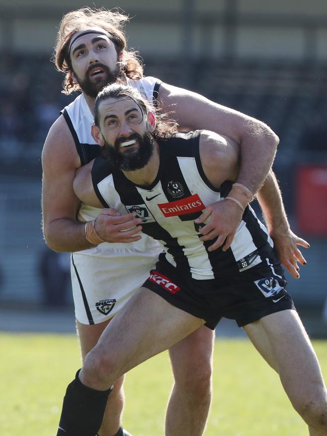 Grundy finished with 21 hit-outs against Southport. Picture: David Crosling