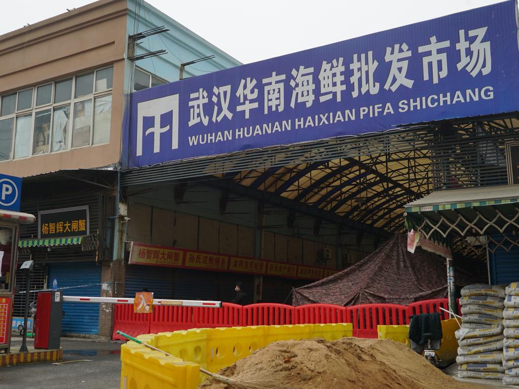 The Wuhan Huanan wholesale seafood market, where several people fell ill with the virus. Picture: AP Photo/Dake Kang