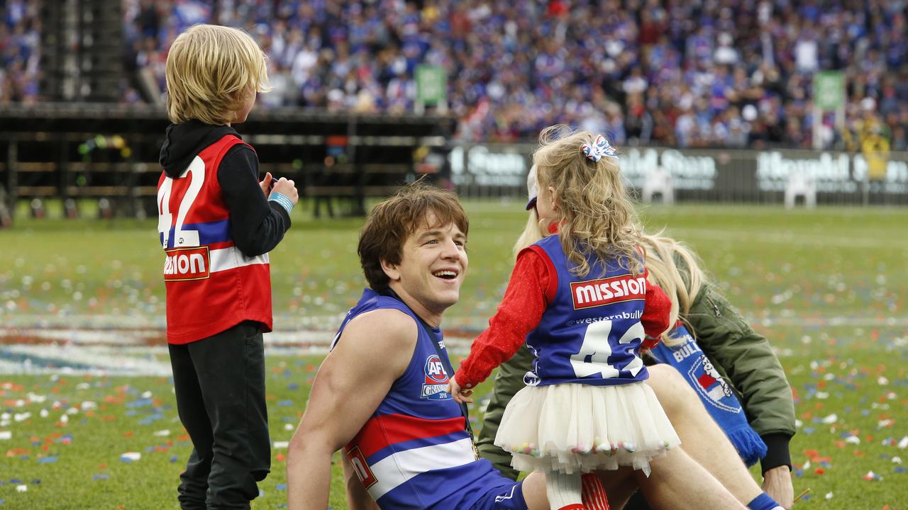 Liam Picken celebrates the 2016 AFL Grand Final. Photo: David Caird