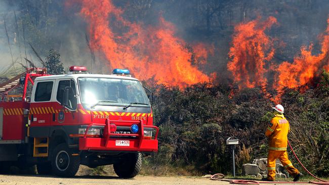 A bushfire south of Geeveston, near the Huon Highway, last summer. Picture Nikki Davis-Jones