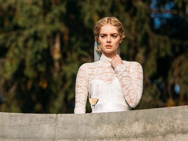 Samara Weaving as soon-to-be hunted bride Grace in Ready Or Not.