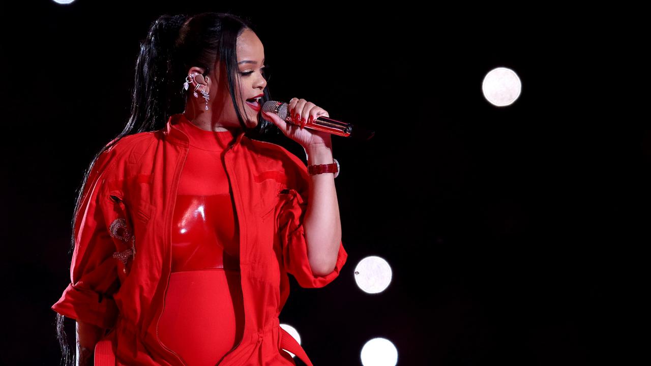 Rihanna performs onstage during the Super Bowl LVII halftime show. Picture: Getty Images