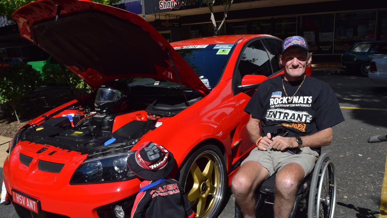 Anthony Hughes and his car at the Rockynats in the CBD on Sunday, April 17.