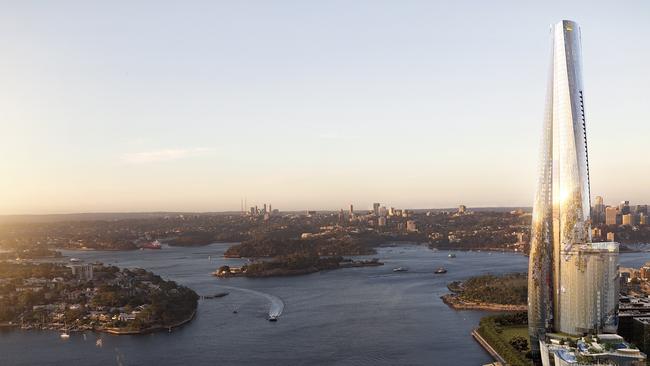 An artist’s impression of the completed Barangaroo project that will home to Crown Resorts’ Sydney casino. Picture: Supplied.