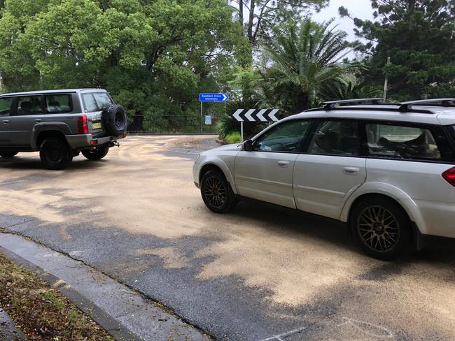 Traffic was diverted through the Southern Cross University campus after Industry Drive and Cynthia Wilson Drive, East Lismore, were two of the road closed after multipe oil spills on Wednesday March 17, 2021. Photo: Alison Paterson