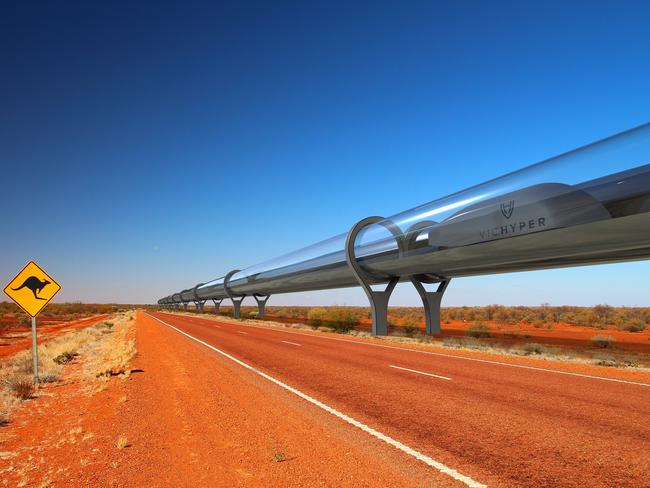 An artist's impression of VicHyper's Hyperloop. Source: Supplied