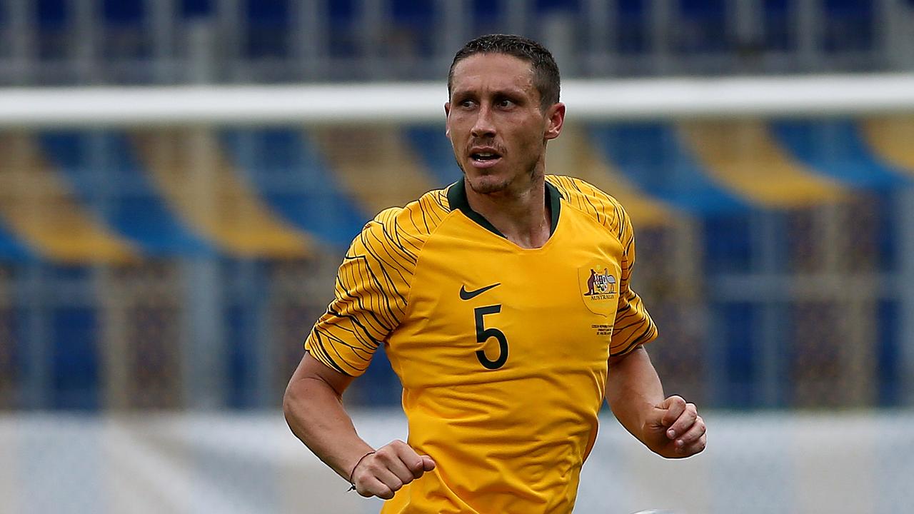 Mark Milligan in action during the friendly against the Czech Republic.