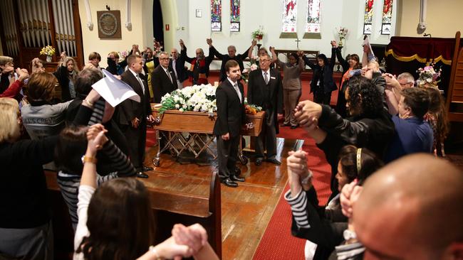 Frank Lawlor funeral service at Ashfield Uniting Church Parish Mission. Picture: Craig Wilson