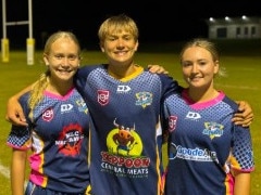 Carl Green's footy playing kids - Edie, Charlie and Dayna.