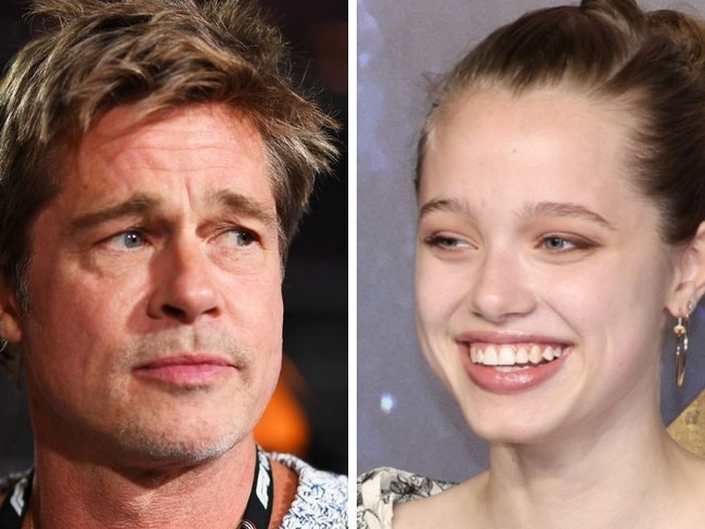Brad Pitt and his and Angelina Jolie's daughter, Shiloh.