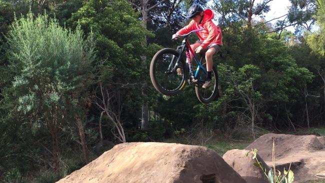 A bike jump created in Somers. The community is now raising money for a proper bike park.