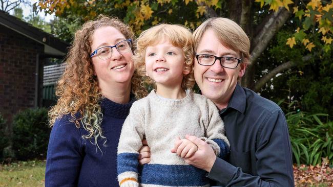 State Budget - Hills resident Michael Cornish with wife Dayna  Fisher and their son Owen 4yrs Cornish. Picture:Russell Millard