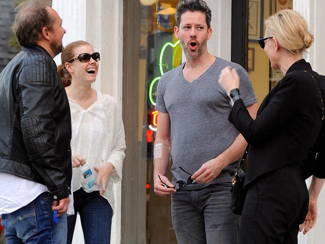 Cate Blanchett at the Shamrock Social Club tattoo parlour in West Hollywood with husband, Andrew Upton, and fellow "Best Actress" nominee, Amy Adams, and her fiance Darren Le Gallo.