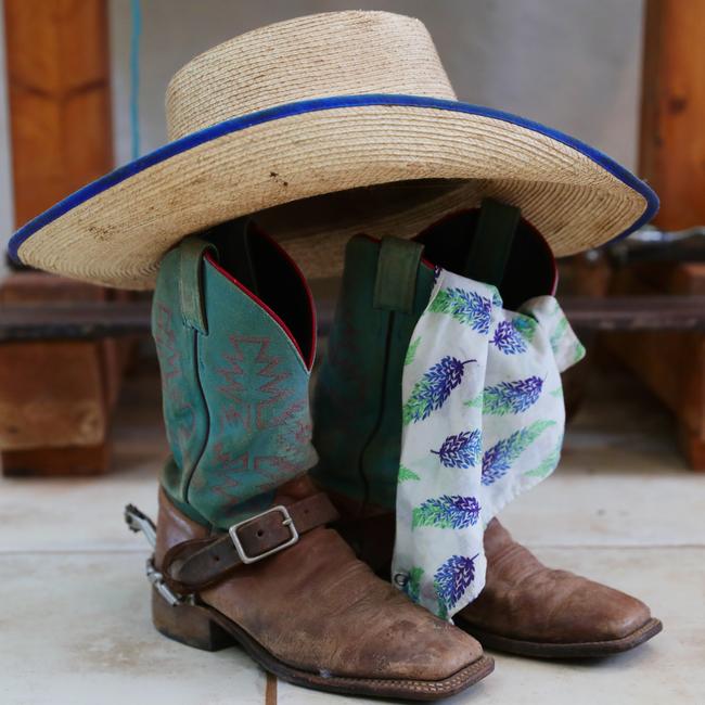 Dolly Everett's hat and boots at home in Katherine. Photo Lachie Millard