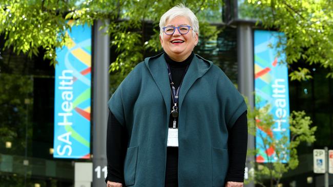 SA Health CEO Vickie Kaminski outside the SA Health building in Adelaide.