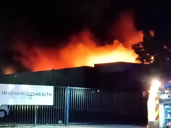 There are fears a commercial building at Hindmarsh could collapse after it was gutted by fire on Saturday night December 27, 2020. Picture: Adam Zweck.