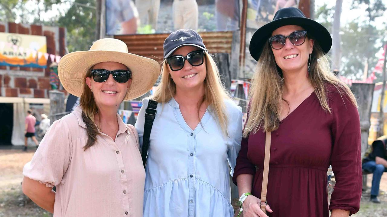 Kellie McMillan, Tammy Smith and Niclla Groth at the Gympie Muster. Picture: Patrick Woods.