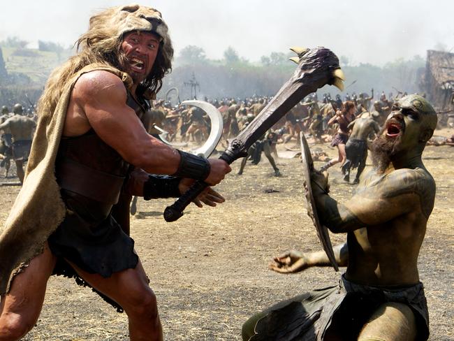 This image released by Paramount Pictures shows Dwayne Johnson as Hercules in a scene from 