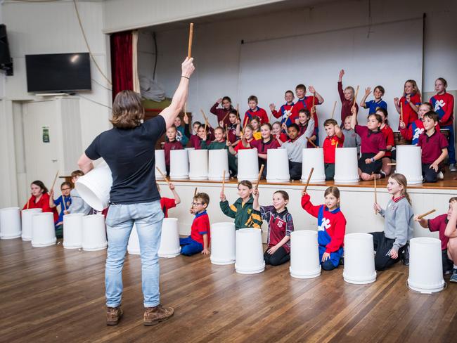 Beginner students learning the ways of storytelling through sound. Photo: Ballandean SS/Shane Anderson