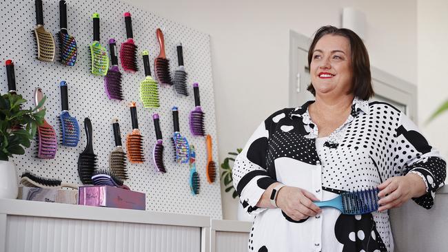 Jen Harwood, founder of Happy Hair Brush, in her Mosman office. Picture: Sam Ruttyn