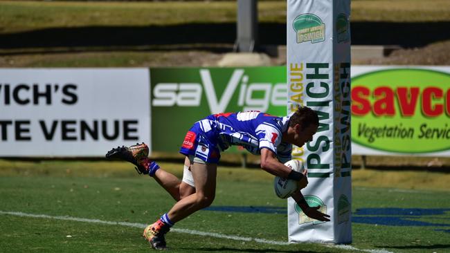 A Brothers try in the Rugby League Ipswich C-Grade grand final at the North Ipswich Reserve. Picture: Bruce Clayton