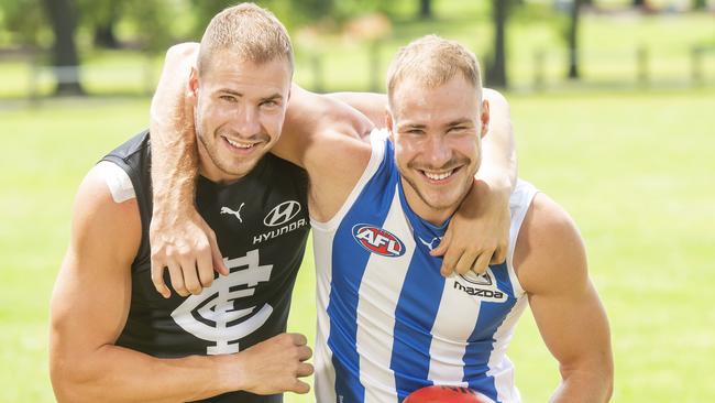 Harry (Carlton) and Ben McKay (North) at Ikon Park. Picture: Rob Leeson.