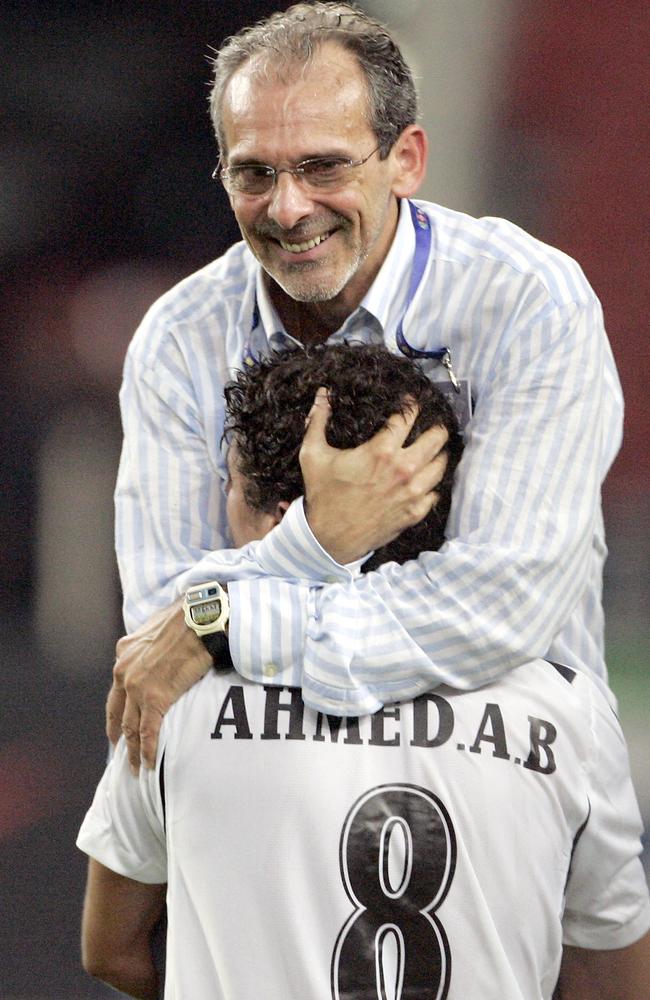 Jorvan Vieira celebrates the 2007 Asian Cup win with Iraq.