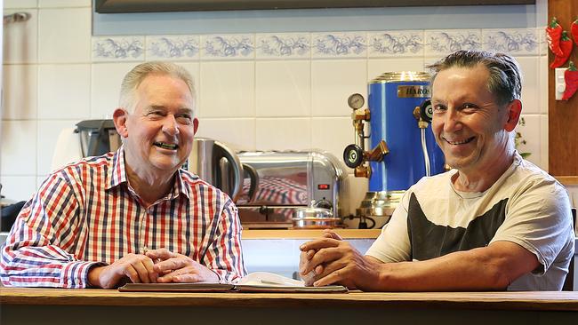 Stephen Estcourt, left, and artist Tom Samek, who do a lot of cooking together. Picture: SAM ROSEWARNE