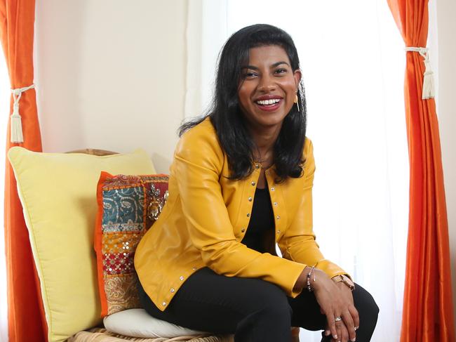 06/05/2021. Stephanie Mascarenhas, CEO and co-founder of Handy Health an app she has developed which is due to be launched, recovery from COVID has sparked a new wave of entrepreneurship. Photographed at her home office in Carnes Hill in Sydney's western suburbs. Britta Campion / The Australian