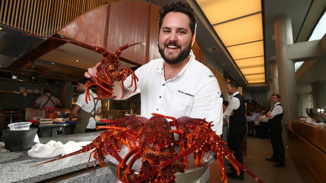 SK Steak &amp; Oyster chef/co-owner Kelvin Andrews shows off some of the prized lobster on the menu. Picture: Adam Head