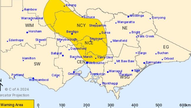 The Bureau of Meteorology updated the severe thunderstorm warning for the state at 3.44pm. Image: The Bureau