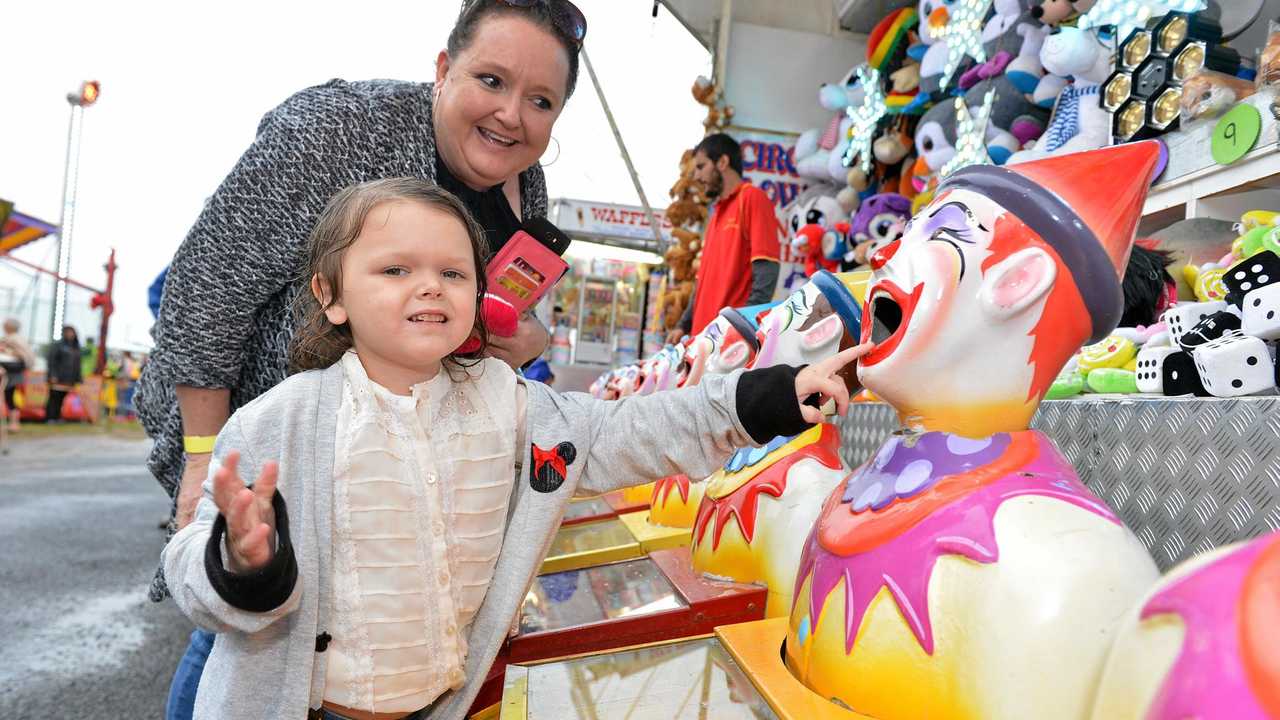 MODERN DAY SHOW: Mandy Holland and Tarnaysha Cauchi at this year's wet Gympie Show. Picture: Renee Albrecht