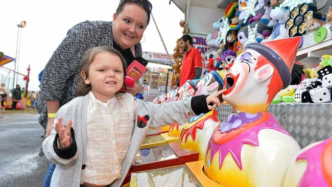 MODERN DAY SHOW: Mandy Holland and Tarnaysha Cauchi at this year's wet Gympie Show. Picture: Renee Albrecht