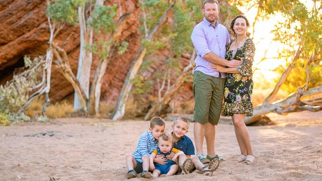 Roberta Scaramuzzino and Sam Muir with their children Marcello, 9, Federico, 7, and Alessio, 2. Picture: Supplied