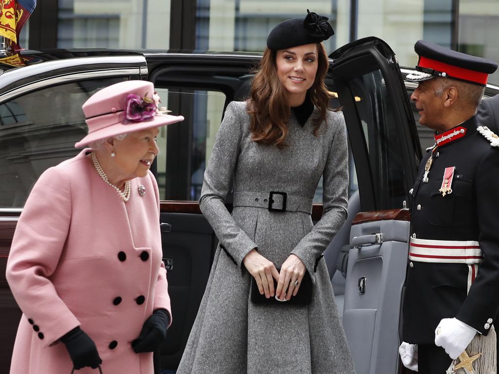 The Queen and Kate attended an event in London. Picture: AP