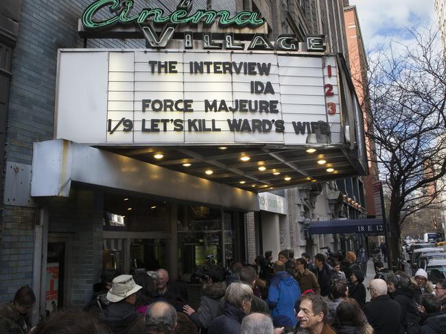 Cyber attacks ... patrons rally against threats from hackers by going to see The Interview movie around the world, which sparked the Sony Pictures hacking saga. Picture: AP