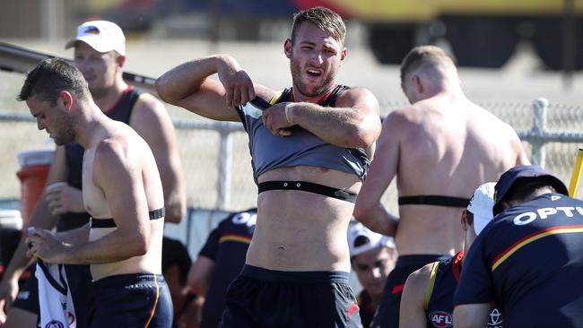 Adelaide Crows players at training. Picture: Sarah Reed