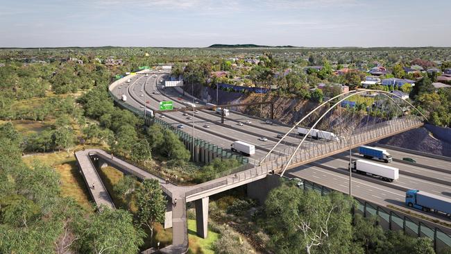 Renders showing updated designs for the North East Link Eastern Freeway upgrade.