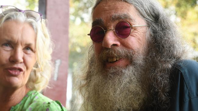 Left: Louise Graves, ex-registered nurse now cannabis consultant and Neil Pike, musician and\ activist who uses cannabis to help with the pain of his cancer. Picture Cath Piltz