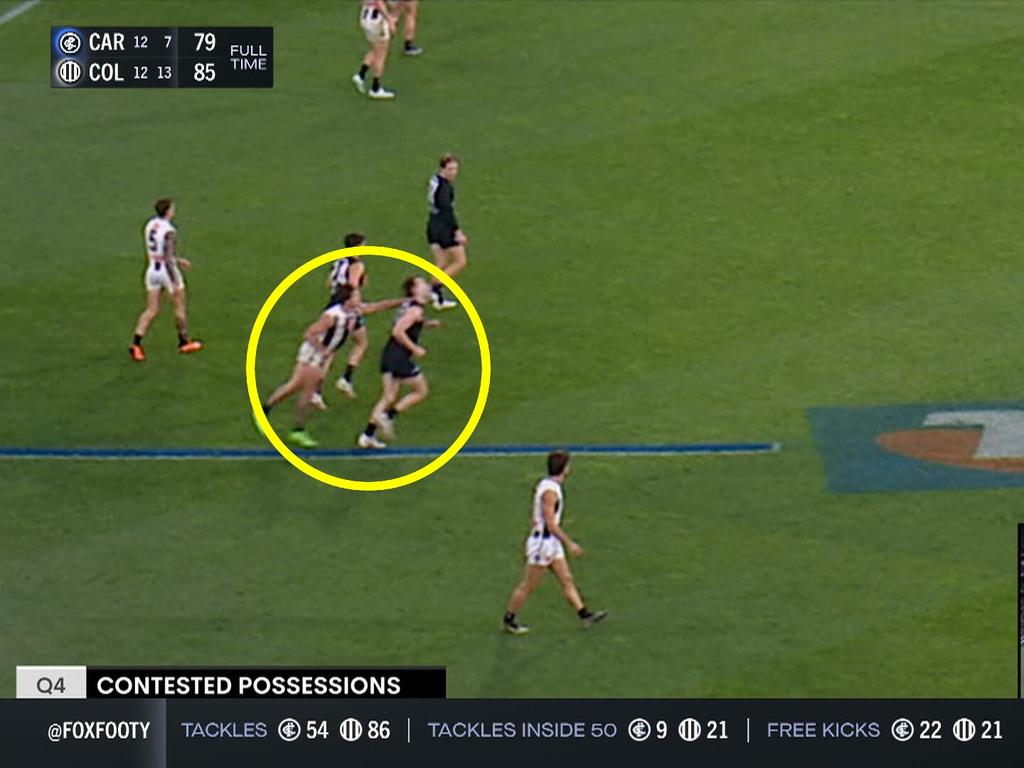 Collingwood recruit Lachie Schultz is set to come under scrutiny from the MRO for a brain fade strike to Carlton’s Blake Acres during Friday night’s clash.