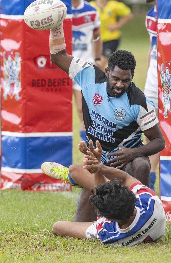 CDRL – Ivanhoes V Mossman – Mossmans Stanley Anau celebrates his try against Ivanhoes Picture: Brian Cassey