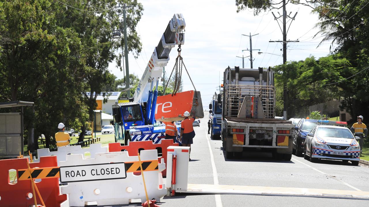 Heavy concrete barriers replace the plastic water-filled ones on the NSW/QLD border at Miles Street in Kirra. Photo: Scott Powick.