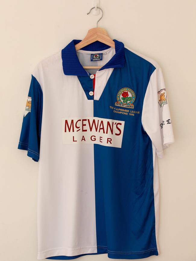 <b>Blackburn Rovers shirt: </b>I bought this the year my club won the league (English Premier League 1994/95). I was nine years old. They were the first town in Lancashire to win it.