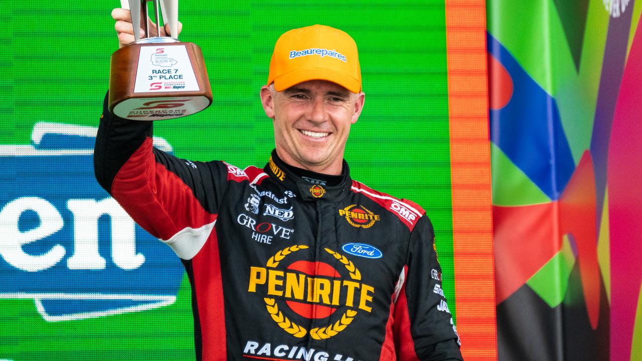 MELBOURNE, AUSTRALIA - APRIL 09: Lee Holdsworth, driver of the #10 Penrite Racing Ford Mustang after race 2 of the Formula One Melbourne round of the 2022 Supercars Championship Season at Albert Park on April 09, 2022 in Melbourne, Australia. (Photo by Daniel Kalisz/Getty Images)