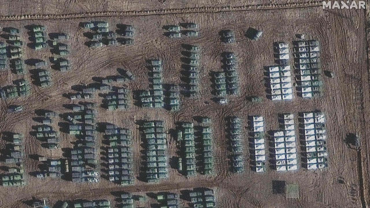 An image taken on November 1, 2021 shows the presence of a large ground forces on the northern edge of the town of Yelnya, Smolensk Oblast, Russia. Picture: AFP/Satellite image/Maxar Technologies